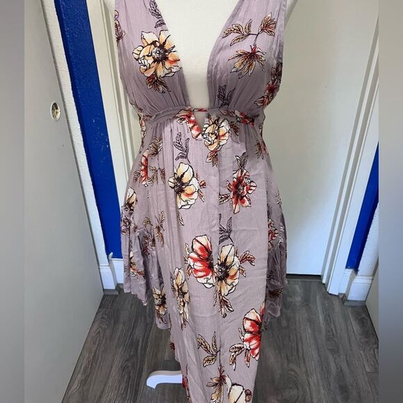 Fairycore Lilac Floral Mini Dress — Boho Festival Style - Picture 2 of 4